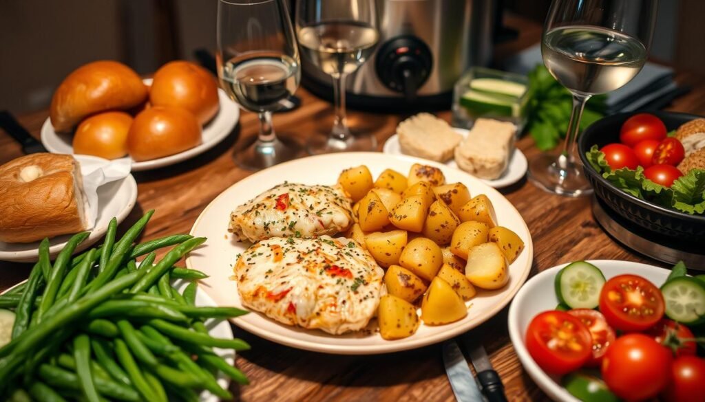 slow cooker garlic parmesan chicken and potatoes