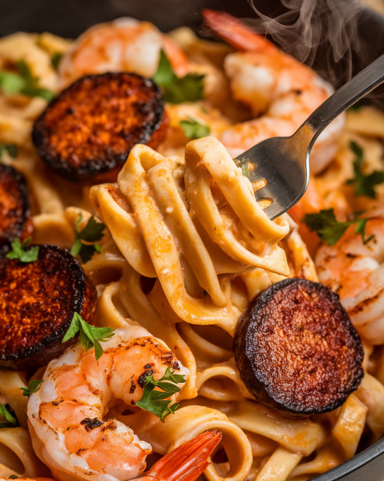 Creamy Cajun Pasta with Shrimp and Spicy Sausage recipe 1 1 11