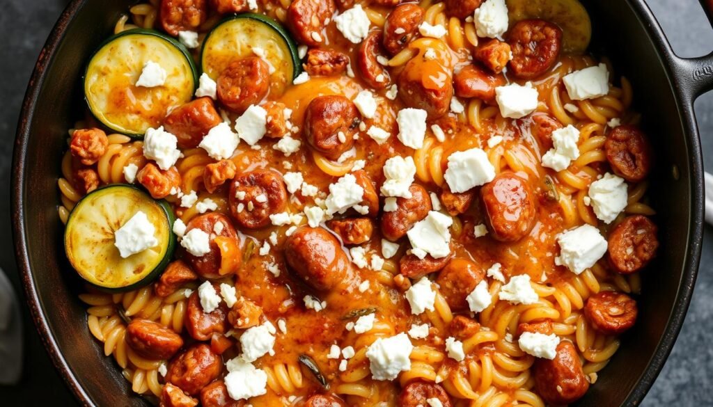 Zucchini and Sausage Baked Orzo