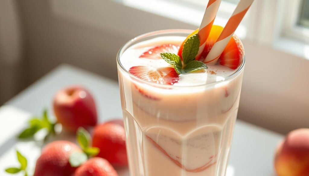 Peach Strawberry Yogurt Smoothie