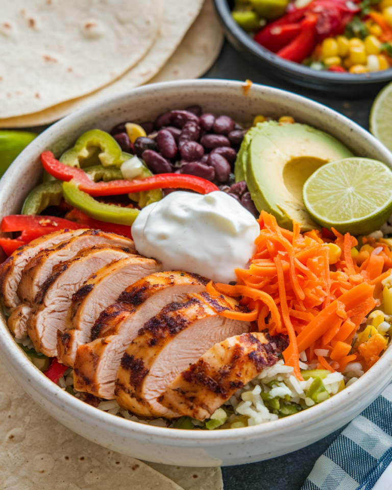 Loaded Chicken Fajita Burrito Bowl a