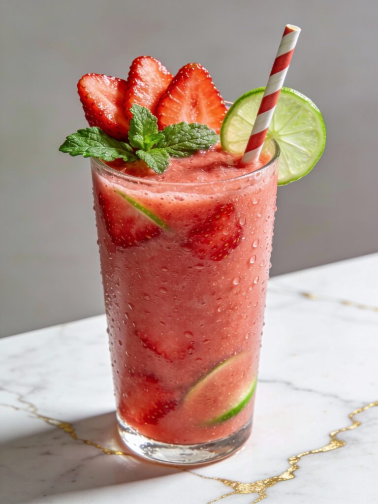 Strawberry Mint Lime Smoothie