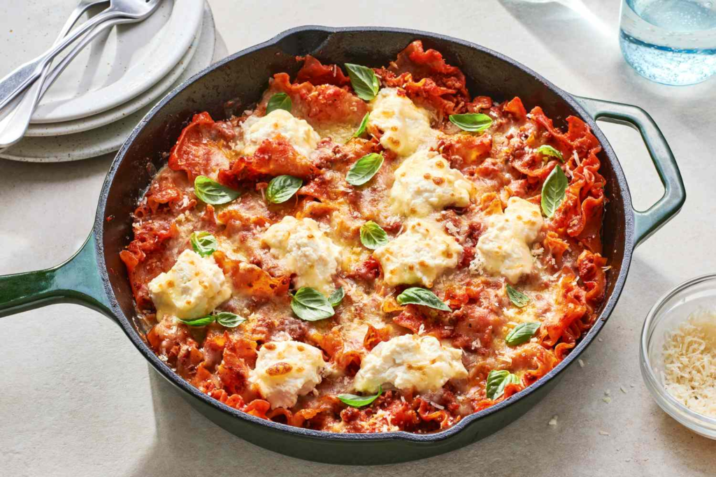 One Pot Ground Beef Lasagna Skillet