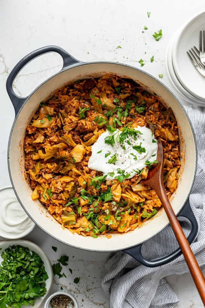 One Pot Beef and Cabbage Skillet
